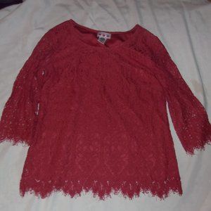 size medium dress shirt blouse womens top coral pink lace casual dress